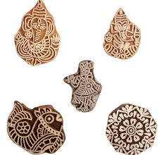 Set of 5 Piece New Mix Wooden Printing Block