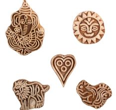 Set of 5 Piece New Mix Wooden Printing Block