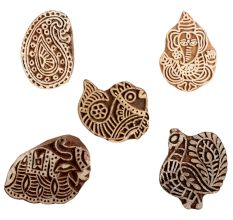 Set of 5 Piece New Mix Wooden Printing Block
