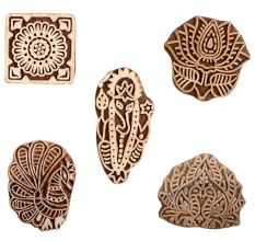 Set of 5 Piece New Mix Wooden Printing Block