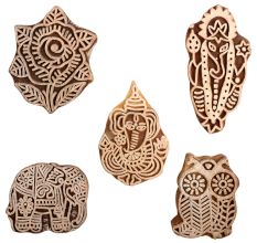 Set of 5 Piece New Mix Wooden Printing Block