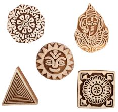 Set of 5 Piece New Mix Wooden Printing Block