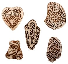 Set of 5 Piece New Mix Wooden Printing Block