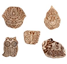 Set of 5 Piece New Mix Wooden Printing Block