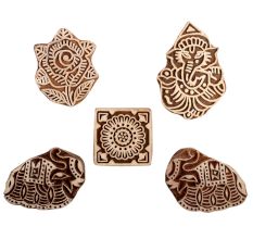 Set of 5 Piece New Mix Wooden Printing Block