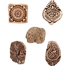 Set of 5 Piece New Mix Wooden Printing Block