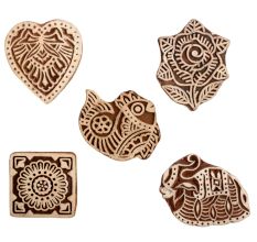 Set of 5 Piece New Mix Wooden Printing Block