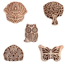 Set of 5 Piece New Mix Wooden Printing Block