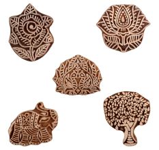 Set of 5 Piece New Mix Wooden Printing Block