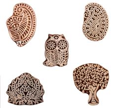 Set of 5 Piece New Mix Wooden Printing Block