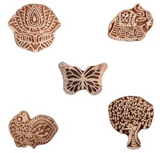 Set of 5 Piece New Mix Wooden Printing Block