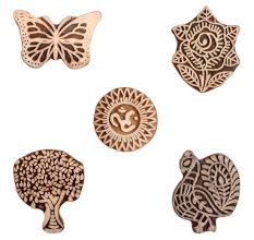 Set of 5 Piece New Mix Wooden Printing Block