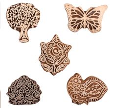 Set of 5 Piece New Mix Wooden Printing Block