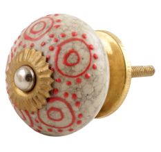 Red Round Crackle Ceramic Cabinet Knob