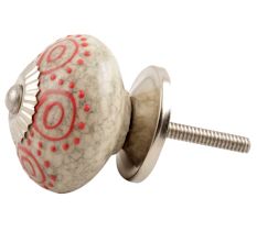 Red Round Crackle Ceramic Cabinet Knob