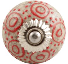 Red Round Crackle Ceramic Cabinet Knob