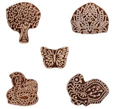 Set of 5 Piece New Mix Wooden Printing Block
