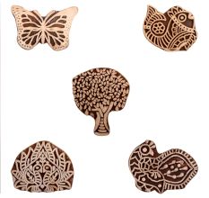 Set of 5 Piece New Mix Wooden Printing Block
