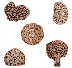 Set of 5 Piece New Mix Wooden Printing Block