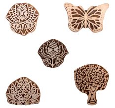 Set of 5 Piece New Mix Wooden Printing Block