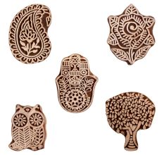 Set of 5 Piece New Mix Wooden Printing Block