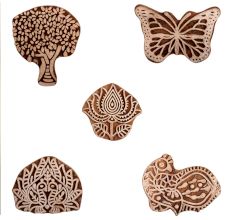 Set of 5 Piece New Mix Wooden Printing Block