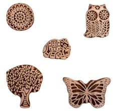 Set of 5 Piece New Mix Wooden Printing Block