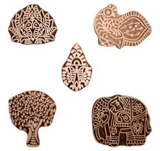 Set of 5 Piece New Mix Wooden Printing Block