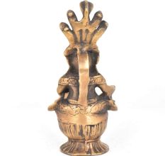 Brass Ganesha Sitting With Sheshnag And Diya