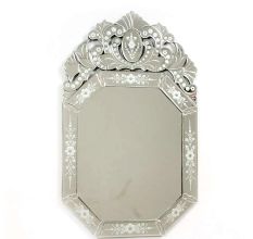 Octagonal Venetian Wall Mirror with Etched Glass Frame