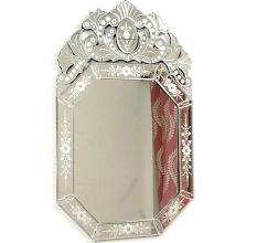 Octagonal Venetian Wall Mirror with Etched Glass Frame