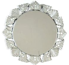 Venetian Round Cut & Etched Glass Frame Mirror