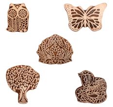 Set of 5 Piece New Mix Wooden Printing Block