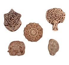 Set of 5 Piece New Mix Wooden Printing Block