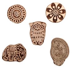 Set of 5 Piece New Mix Wooden Printing Block