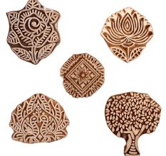 Set of 5 Piece New Mix Wooden Printing Block