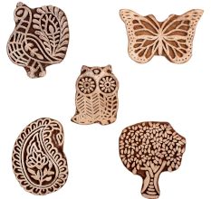 Set of 5 Piece New Mix Wooden Printing Block