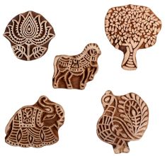 Set of 5 Piece New Mix Wooden Printing Block