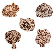 Set of 5 Piece New Mix Wooden Printing Block