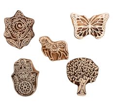 Set of 5 Piece New Mix Wooden Printing Block