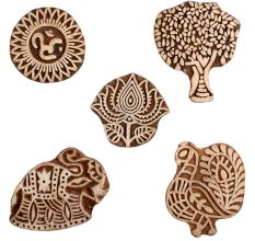 Set of 5 Piece New Mix Wooden Printing Block