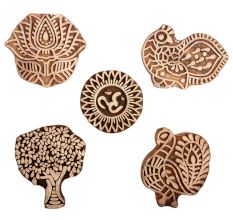 Set of 5 Piece New Mix Wooden Printing Block