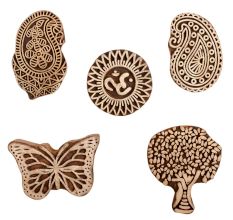 Set of 5 Piece New Mix Wooden Printing Block