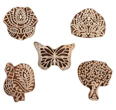 Set of 5 Piece New Mix Wooden Printing Block