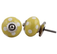 Lemon Yellow White Dot Knob