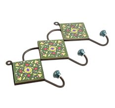 Forest Green Yellow Flower Tiles Hook