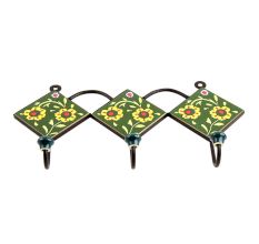 Forest Green Yellow Flower Tiles Hook