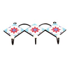 Turquoise White Red Wheel Tiles Hook
