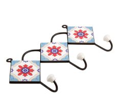 Turquoise White Red Wheel Tiles Hook
