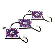 Navy Blue White Red Wheel Tiles Hook